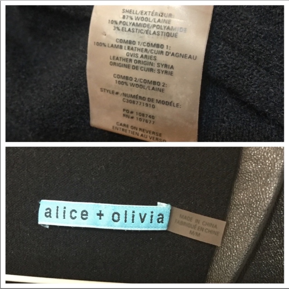 Alice + Olivia Aaralyn Wool/Lamb Leather Draped Cardigan Size M - Picture 5 of 5
